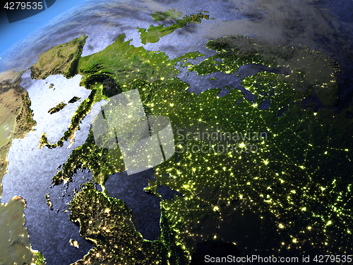 Image of Evening above Europe from space