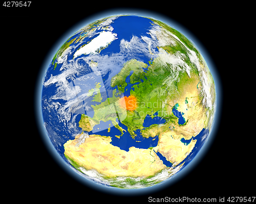 Image of Poland in red from space