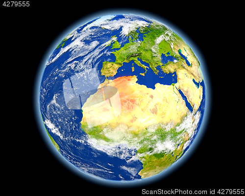 Image of Algeria in red from space