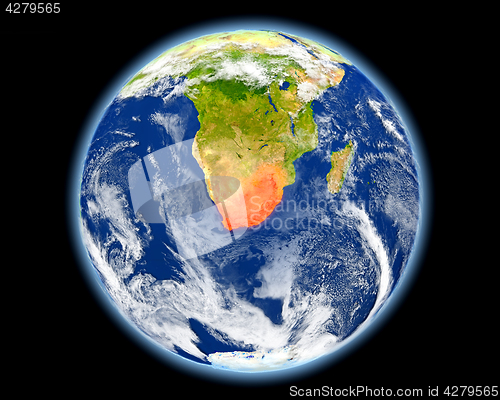 Image of South Africa in red from space