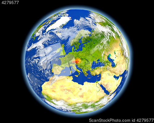 Image of Austria in red from space