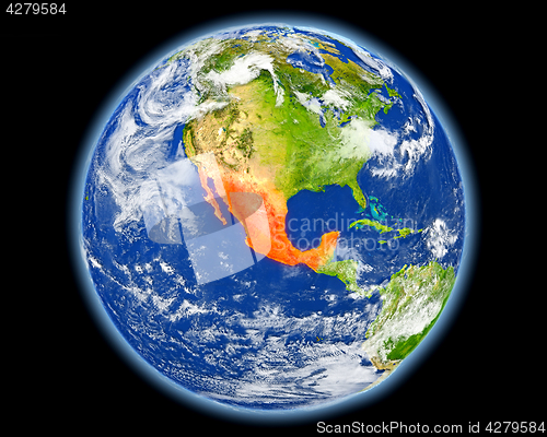 Image of Mexico in red from space