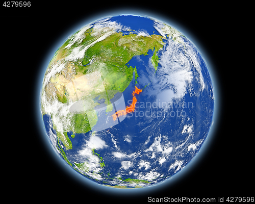Image of Japan in red from space