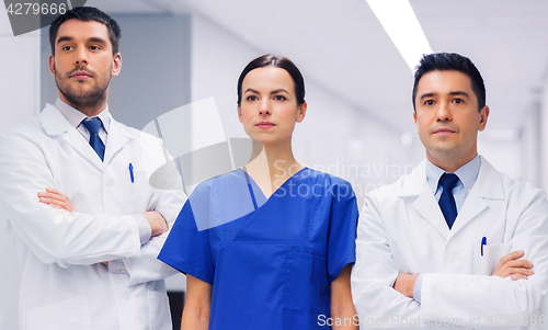 Image of group of medics or doctors at hospital