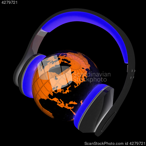 Image of Abstract symbol music and earth. 3d illustration