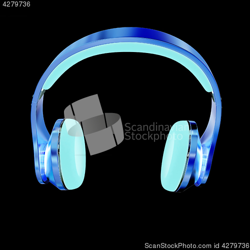 Image of Golden headphones. 3d illustration