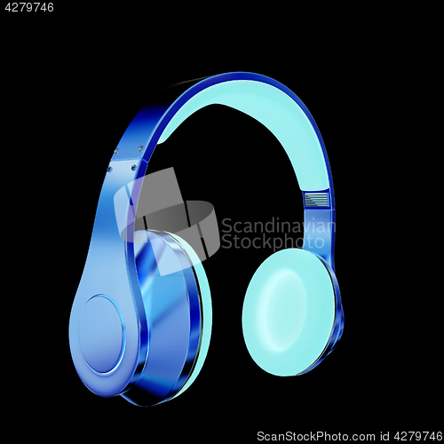 Image of Golden headphones. 3d illustration