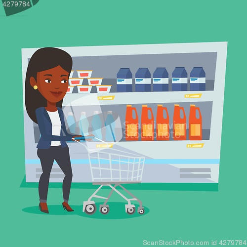 Image of Customer with shopping cart vector illustration.