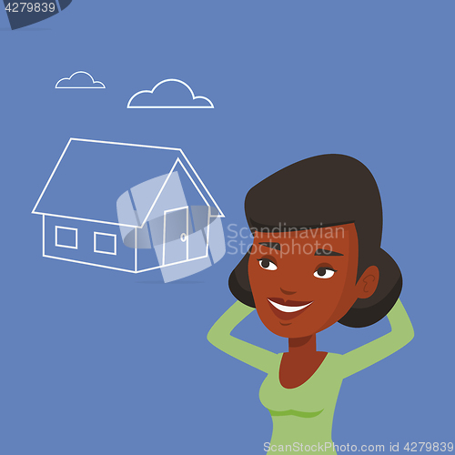 Image of Woman dreaming about buying new house.