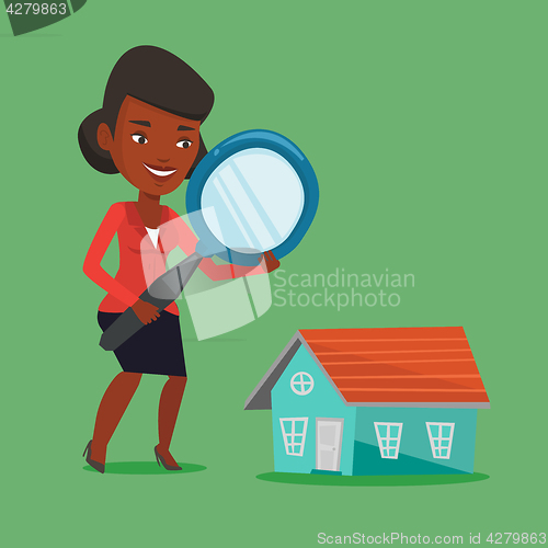 Image of Woman looking for house vector illustration.