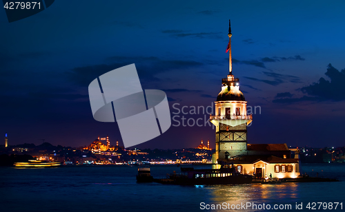 Image of Maiden\'s Tower at night