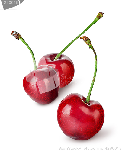 Image of Several sweet cherries in row