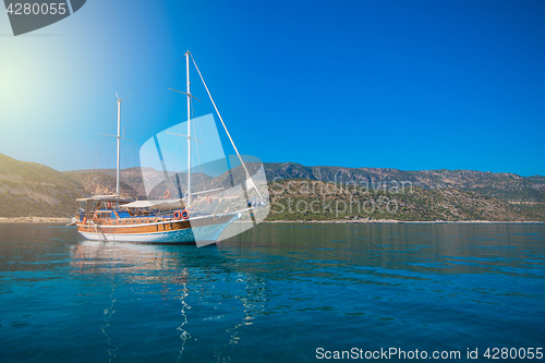 Image of yacht on bay