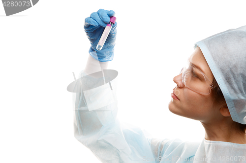 Image of Laboratory assistant with test tube