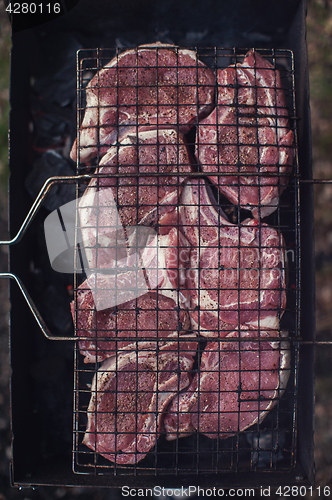 Image of Grilling fresh entrecote pork