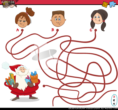 Image of path maze activity with santa