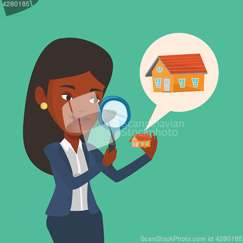 Image of Woman looking for house vector illustration.