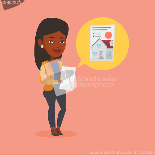 Image of Woman looking for house vector illustration.