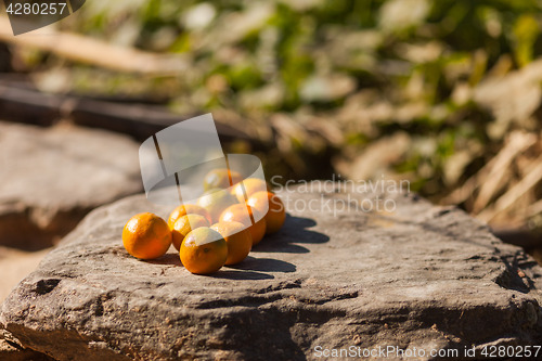 Image of Oranges on stone, rural Nepal