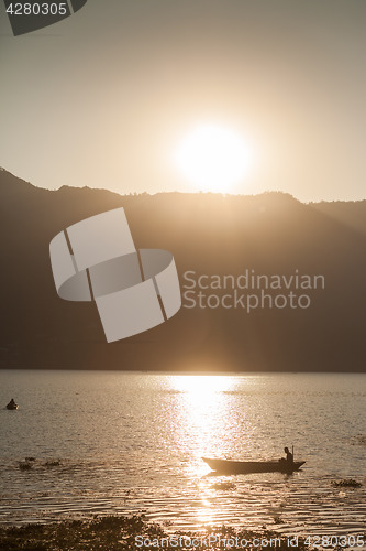 Image of Fisherman on Fewa Lake, Pokhara, Nepal