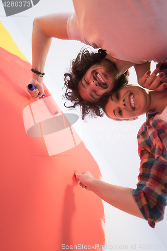 Image of couple painting interior wall