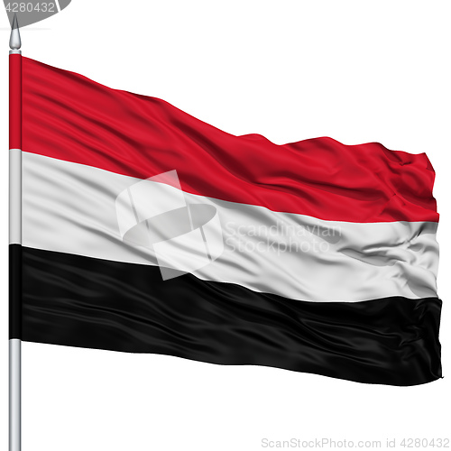 Image of Yemen Flag on Flagpole