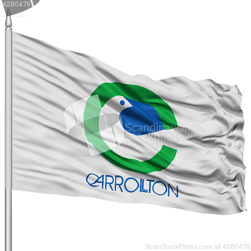 Image of Carrollton City Flag on Flagpole, USA