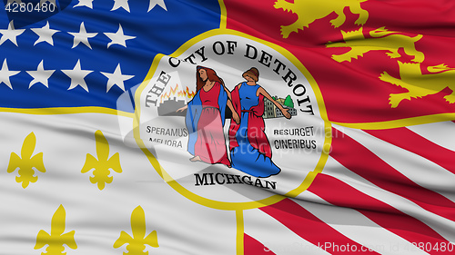 Image of Closeup of Detroit City Flag