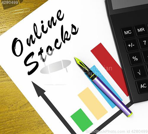 Image of Online Stocks Meaning Internet Investing 3d Illustration