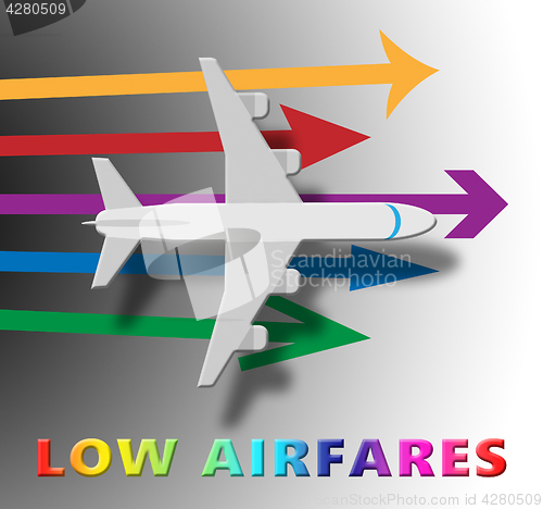 Image of Lowest Airfares Means Cheapest Flights 3d Illustration