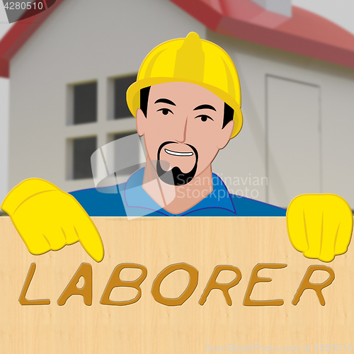 Image of House Laborer Means Building Worker 3d Illustration