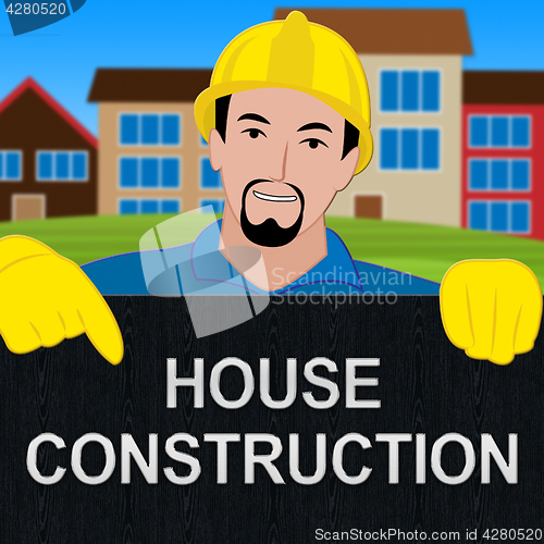 Image of House Construction Meaning Home Building 3d Illustration