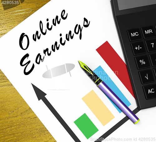 Image of Online Earnings Meaning Internet Revenue 3d Illustration