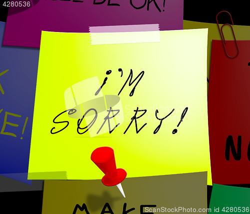 Image of Sorry Note Displays Regret And Apology 3d Illustration