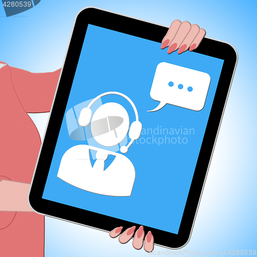 Image of Voip Tablet Showing Voice Over Broadband 3d Illustration