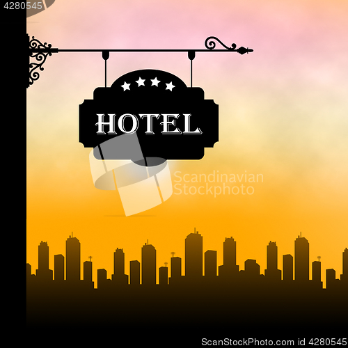 Image of Hotel Lodging Showing City Accomodation 3d Illustration