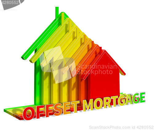 Image of Offset Mortgage Means Home Loan 3d Illustration