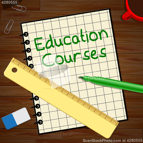 Image of Education Courses Notebook Representing Course 3d Illustration