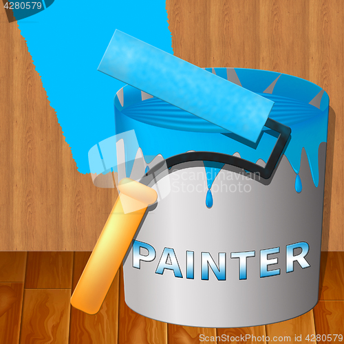 Image of Home Painter Means House Painting 3d Illustration