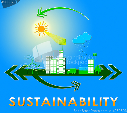 Image of Sustainability Town Means Eco Recycling 3d Illustration