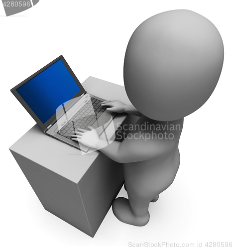 Image of Online Support Man Means Assistance 3d Rendering