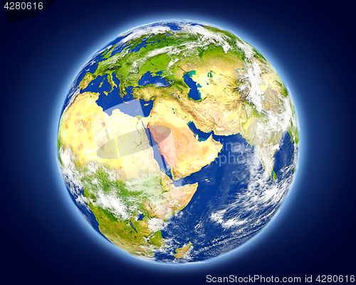 Image of Saudi Arabia on planet Earth