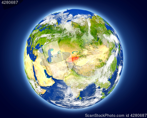 Image of Kyrgyzstan on planet Earth