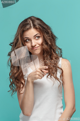 Image of The young woman\'s portrait with happy emotions