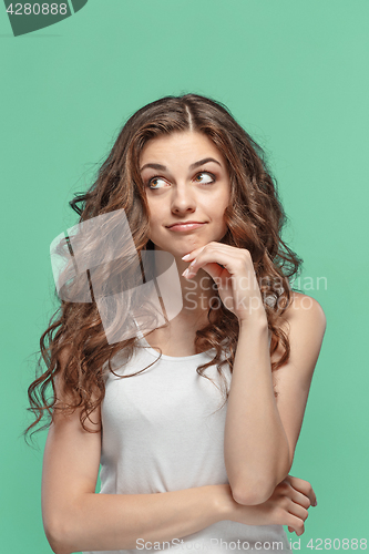 Image of The young woman\'s portrait with happy emotions