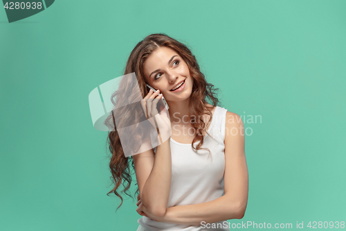 Image of The young woman\'s portrait with happy emotions