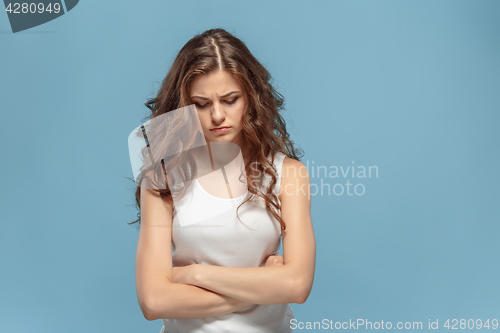 Image of The young woman\'s portrait with pain emotions