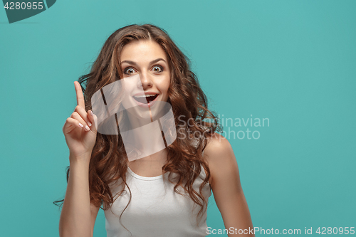 Image of The young woman\'s portrait with happy emotions