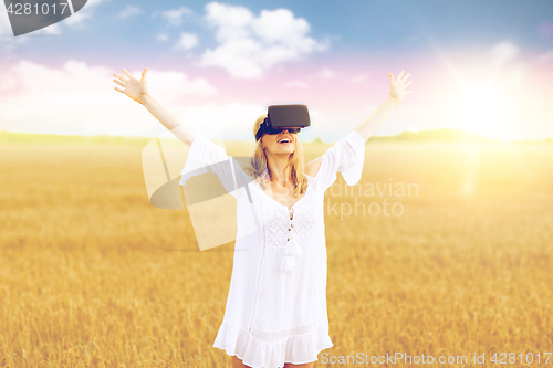 Image of woman in virtual reality headset on cereal field