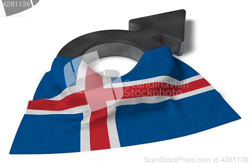 Image of male symbol and flag of iceland - 3d rendering